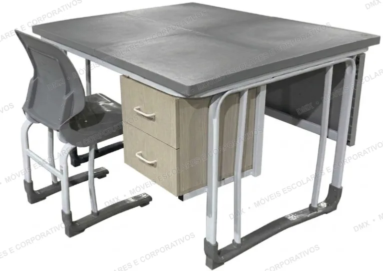Conjunto Professor 1200x1000mm, Cadeira DMX e Gaveteiro